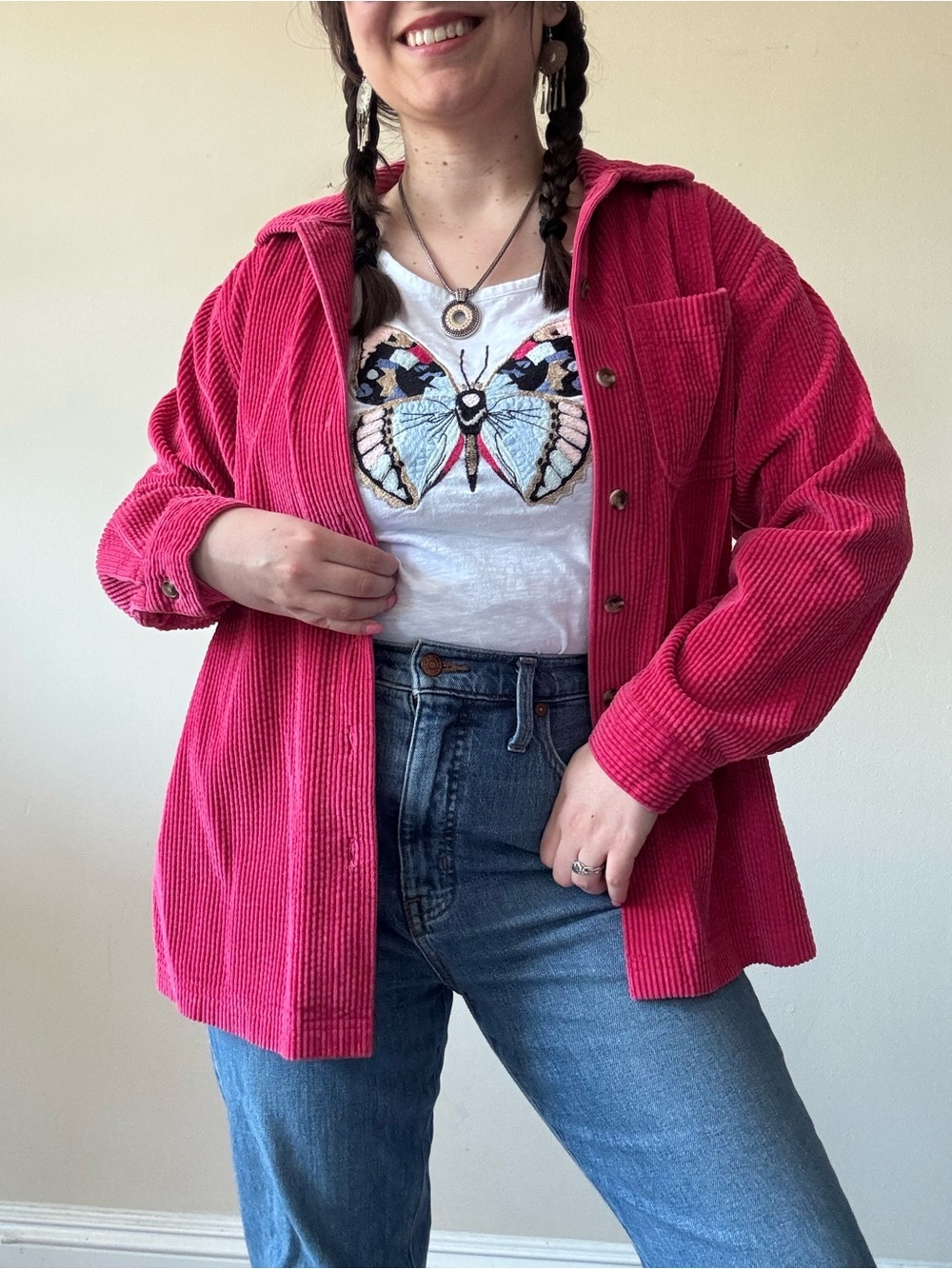 Vintage LL Bean Pink Corduroy Buttondown